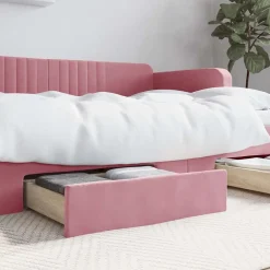 Bedden & Accessoires*vidaXL Bedlades 2 st bewerkt hout en fluweel Roze