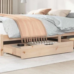 Bedlades 2 st met wieltjes 95x55x17 cm massief grenenhout>vidaXL New