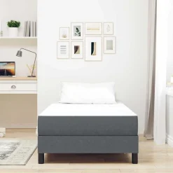 Bedden & Accessoires*vidaXL Bedmatras met matras Grijs 80 x 200 cm Stof Donkergrijs