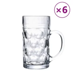 Keuken & Eetkamer*vidaXL Bierpullen met handvat 6 st 1000 ml glas
