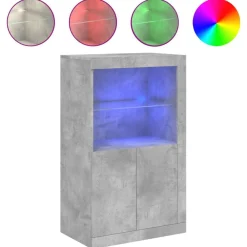 Kasten & Opbergmeubelen*vidaXL Bijzetkast met LED-verlichting bewerkt hout Betongrijs