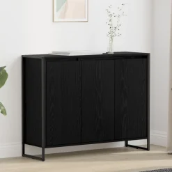 Kasten & Opbergmeubelen*vidaXL Bijzetkast 96,5 x 30 x 75 cm Bewerkt hout Zwart eiken