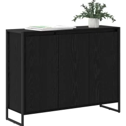 Kasten & Opbergmeubelen*vidaXL Bijzetkast 96,5 x 30 x 75 cm Bewerkt hout Zwart eiken