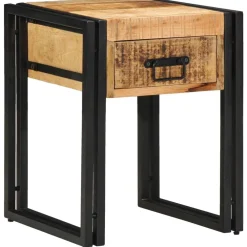 Tafels*vidaXL Bijzettafel Bruin en zwart 40 x 40 x 50 cm Massief Mango Hout