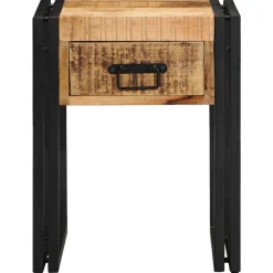 Tafels*vidaXL Bijzettafel Bruin en zwart 40 x 40 x 50 cm Massief Mango Hout