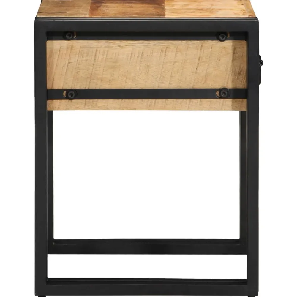 Tafels*vidaXL Bijzettafel Bruin en zwart 40 x 40 x 50 cm Massief Mango Hout
