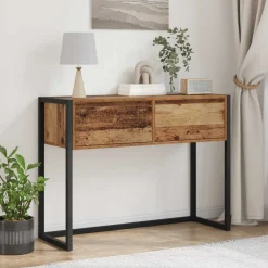 Bijzettafel met lade 100 x 36 x 75 cm Bewerkt hout>vidaXL Sale