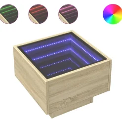 Bijzettafel met LED 40x40x30 cm bewerkt hout kleur>vidaXL Clearance