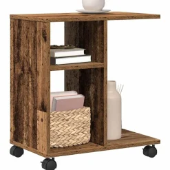 Bijzettafel met plank 50 x 30 x 55 cm Bewerkt hout><noscript><img width=