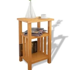 Bijzettafel met tijdschrifthouder 27x35x55 cm massief eikenhout>vidaXL