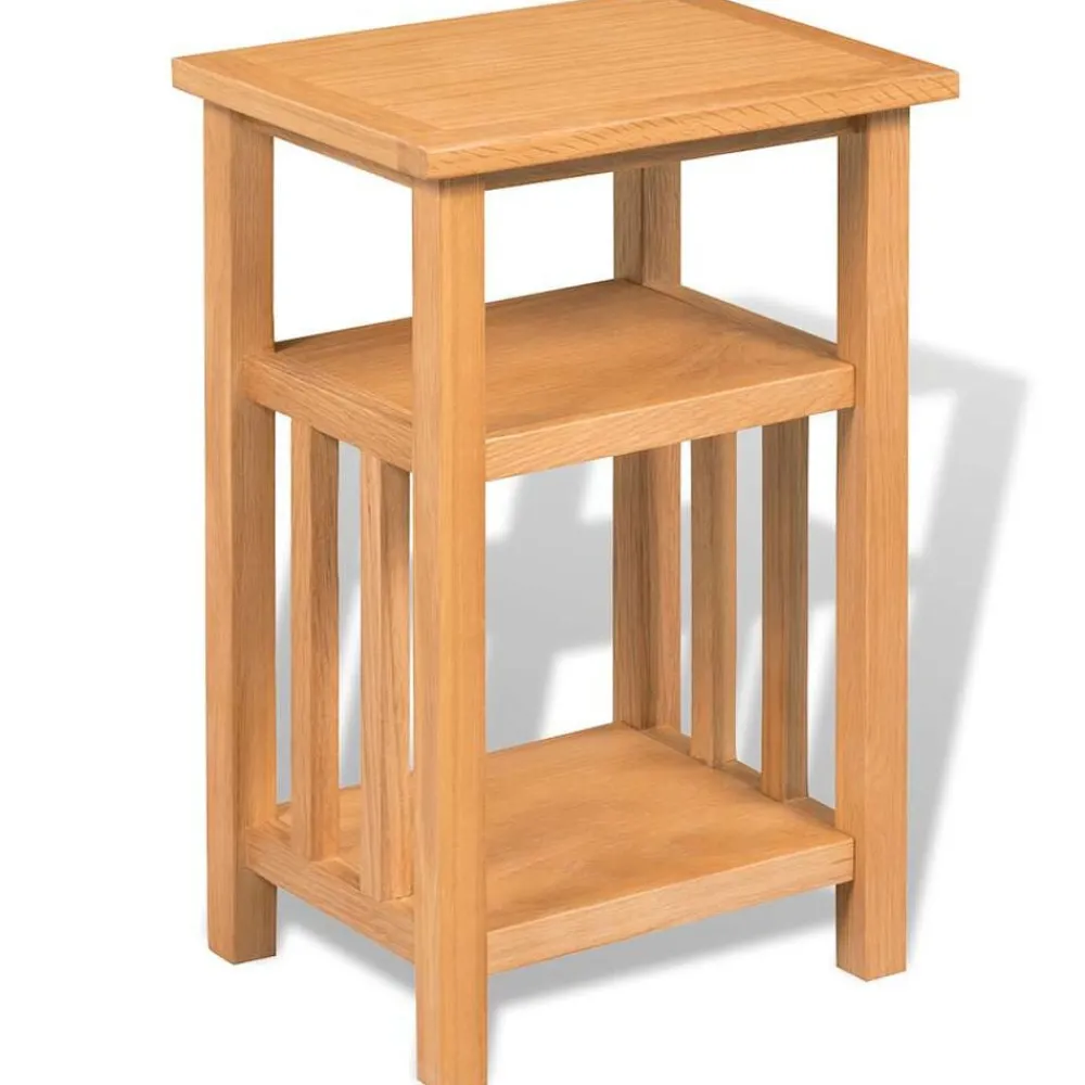 Bijzettafel met tijdschrifthouder 27x35x55 cm massief eikenhout>vidaXL