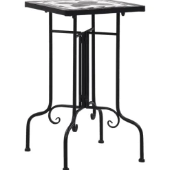 Tuin & Gazon*vidaXL Bijzettafel mozaïek keramiek en wit Zwart