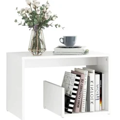 Tafels*vidaXL Bijzettafel 59x36x38 cm bewerkt hout Wit
