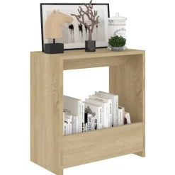 Tafels*vidaXL Bijzettafel 50x26x50 cm bewerkt hout kleurig Sonoma eiken