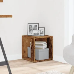 Kasten & Opbergmeubelen*vidaXL Bijzettafel 33x33x34 cm bewerkt hout kleurig Oud hout