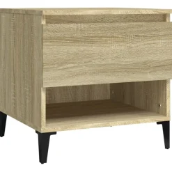 Tafels*vidaXL Bijzettafel 50x46x50 cm bewerkt hout kleurig Sonoma eiken