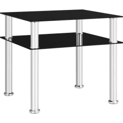 Tafels*vidaXL Bijzettafel 45x50x45 cm gehard glas Zwart