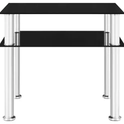 Tafels*vidaXL Bijzettafel 45x50x45 cm gehard glas Zwart