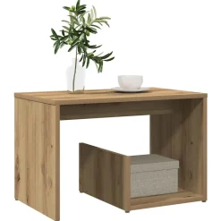 Tafels*vidaXL Bijzettafel 59x36x38 cm bewerkt hout artisanaal eikenkleurig