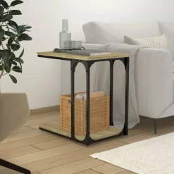 Tafels*vidaXL Bijzettafel 50x35x52 cm bewerkt hout kleurig Sonoma eiken