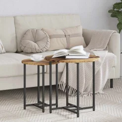 Tafels*vidaXL Bijzettafelset 2 pcs en Zwart Oud hout