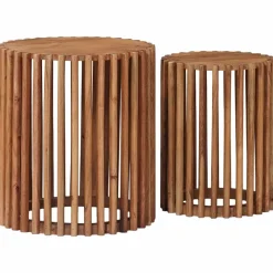 Bijzettafelset met opslag met de deur Bruin 40 x 40 x 45 cm><noscript><img width=
