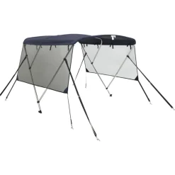 Voertuigonderdelen & -Accessoires*vidaXL Biminitop 3 bogen met mesh zijwanden 183x(137-152)x137 cm Blauw en zwart