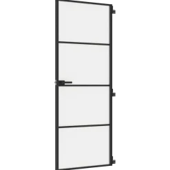 Bouwmaterialen*vidaXL Binnendeur smal 76x201,5 cm gehard glas en aluminium zwart Zwart en mat