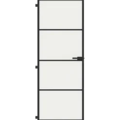 Bouwmaterialen*vidaXL Binnendeur smal 76x201,5 cm gehard glas en aluminium zwart Zwart en mat