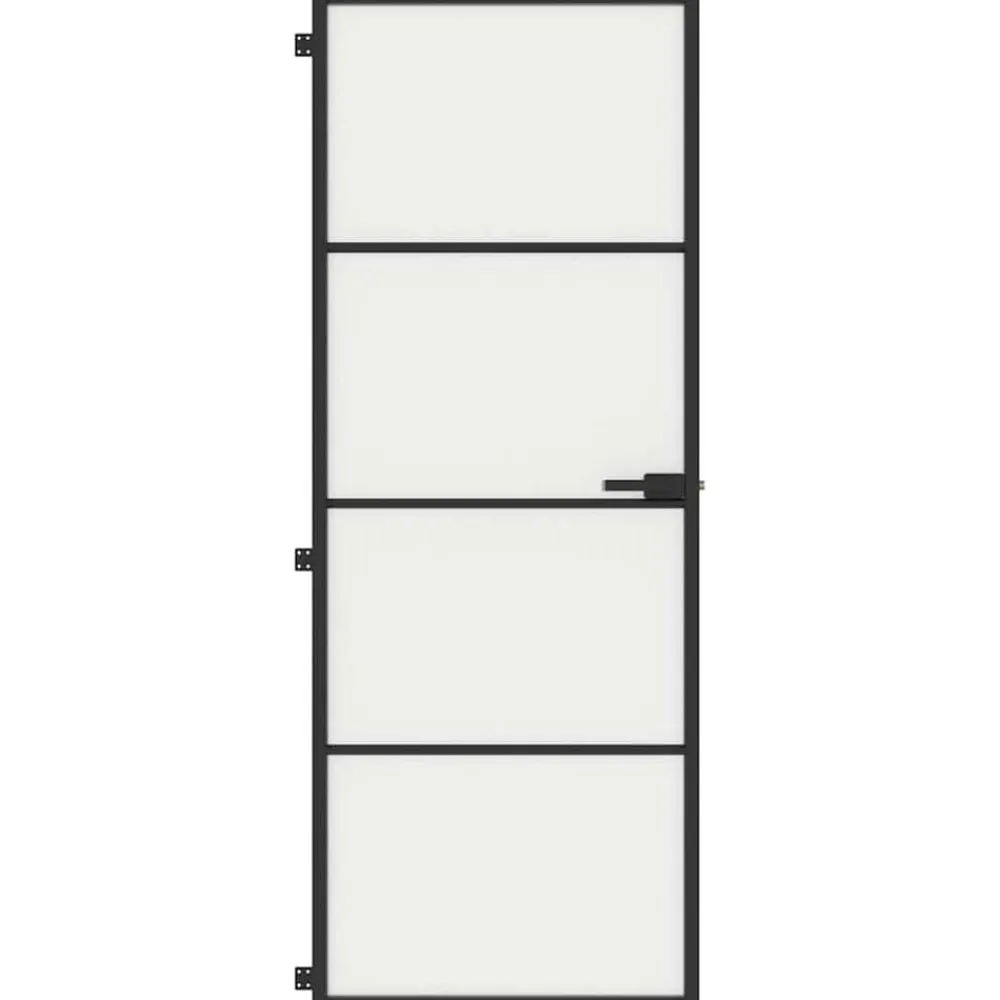 Bouwmaterialen*vidaXL Binnendeur smal 76x201,5 cm gehard glas en aluminium zwart Zwart en mat