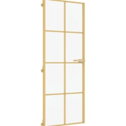 Binnendeur smal 76x201,5 cm gehard glas en aluminium goudkleur>vidaXL Discount