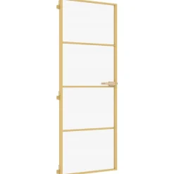 Binnendeur smal 76x201,5 cm gehard glas en aluminium goudkleur>vidaXL New