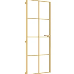 Bouwmaterialen*vidaXL Binnendeur smal 76x201,5 cm gehard glas en aluminium goudkleur Goud en transparant