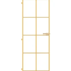 Bouwmaterialen*vidaXL Binnendeur smal 76x201,5 cm gehard glas en aluminium goudkleur Goud en transparant