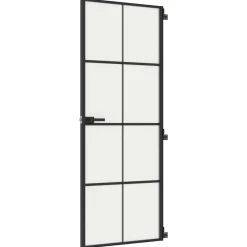 Binnendeur smal 76x201,5 cm gehard glas en aluminium zwart>vidaXL
