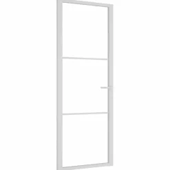 Bouwmaterialen*vidaXL Binnendeur 76x201,5 cm ESG-glas en aluminium wit Wit en transparant