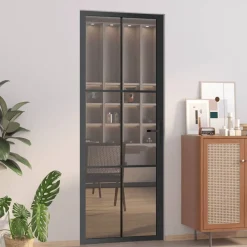 Binnendeur 76x201,5 cm ESG-glas en aluminium zwart>vidaXL Clearance