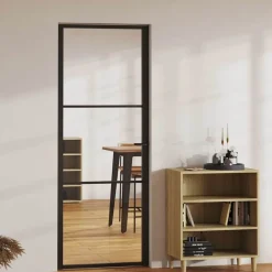 Binnendeur 76x201,5 cm ESG-glas en aluminium zwart>vidaXL Clearance