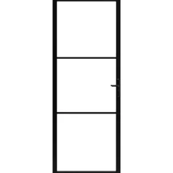 Binnendeur 76x201,5 cm ESG-glas en aluminium zwart><noscript><img width=