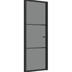Bouwmaterialen*vidaXL Binnendeur 76x201,5 cm ESG-glas en aluminium zwart Zwart en donkertransparant