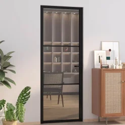 Bouwmaterialen*vidaXL Binnendeur 76x201,5 cm ESG-glas en aluminium zwart Zwart en donkertransparant