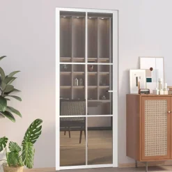Binnendeur 83x201,5 cm ESG-glas en aluminium wit>vidaXL Best