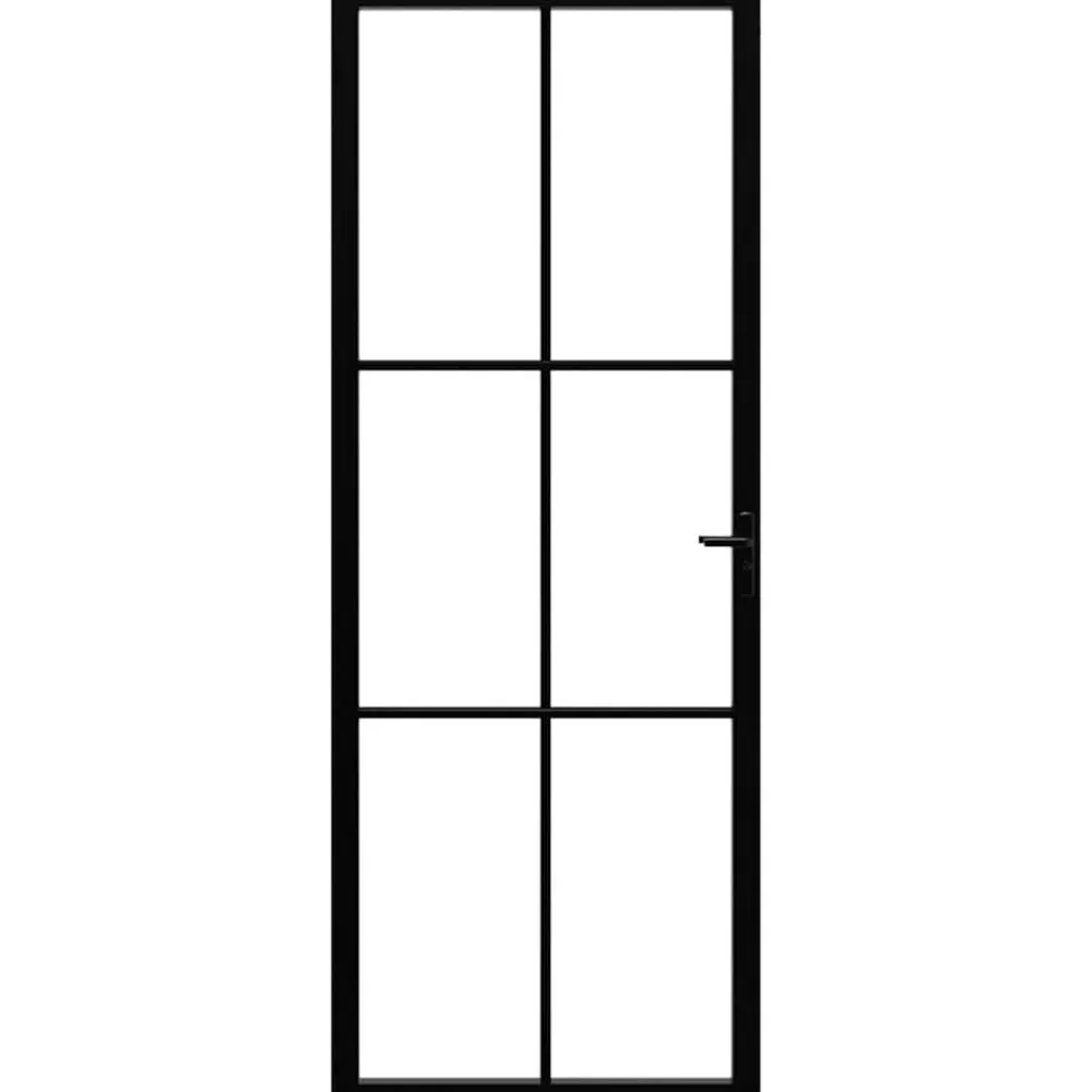Bouwmaterialen*vidaXL Binnendeur 76x201,5 cm ESG-glas en aluminium zwart Zwart en transparant
