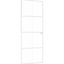 Bouwmaterialen*vidaXL Binnendeur 76x201,5 cm gehard glas en aluminium smal wit Wit en transparant