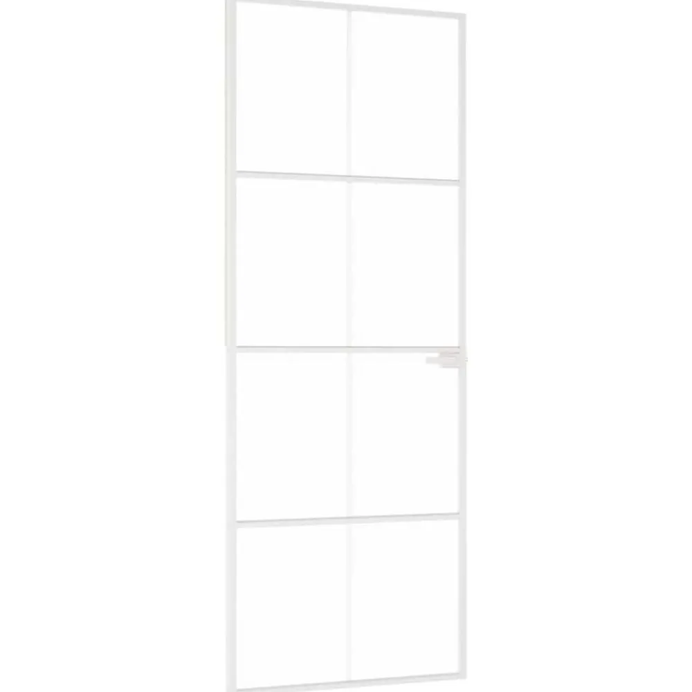 Bouwmaterialen*vidaXL Binnendeur 76x201,5 cm gehard glas en aluminium smal wit Wit en transparant