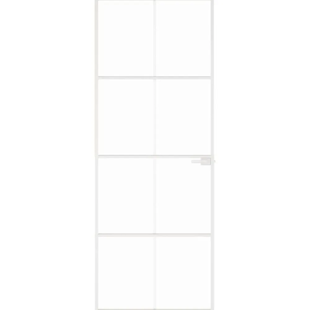 Bouwmaterialen*vidaXL Binnendeur 76x201,5 cm gehard glas en aluminium smal wit Wit en transparant
