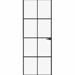 Binnendeur 76x201,5 cm gehard glas en aluminium smal zwart><noscript><img width=