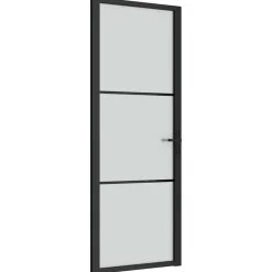 Bouwmaterialen*vidaXL Binnendeur 76x201,5 cm matglas en aluminium zwart Zwart en mat