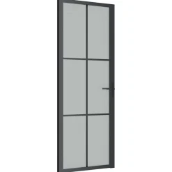 Bouwmaterialen*vidaXL Binnendeur 76x201,5 cm matglas en aluminium zwart Zwart en mat