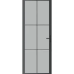 Bouwmaterialen*vidaXL Binnendeur 76x201,5 cm matglas en aluminium zwart Zwart en mat